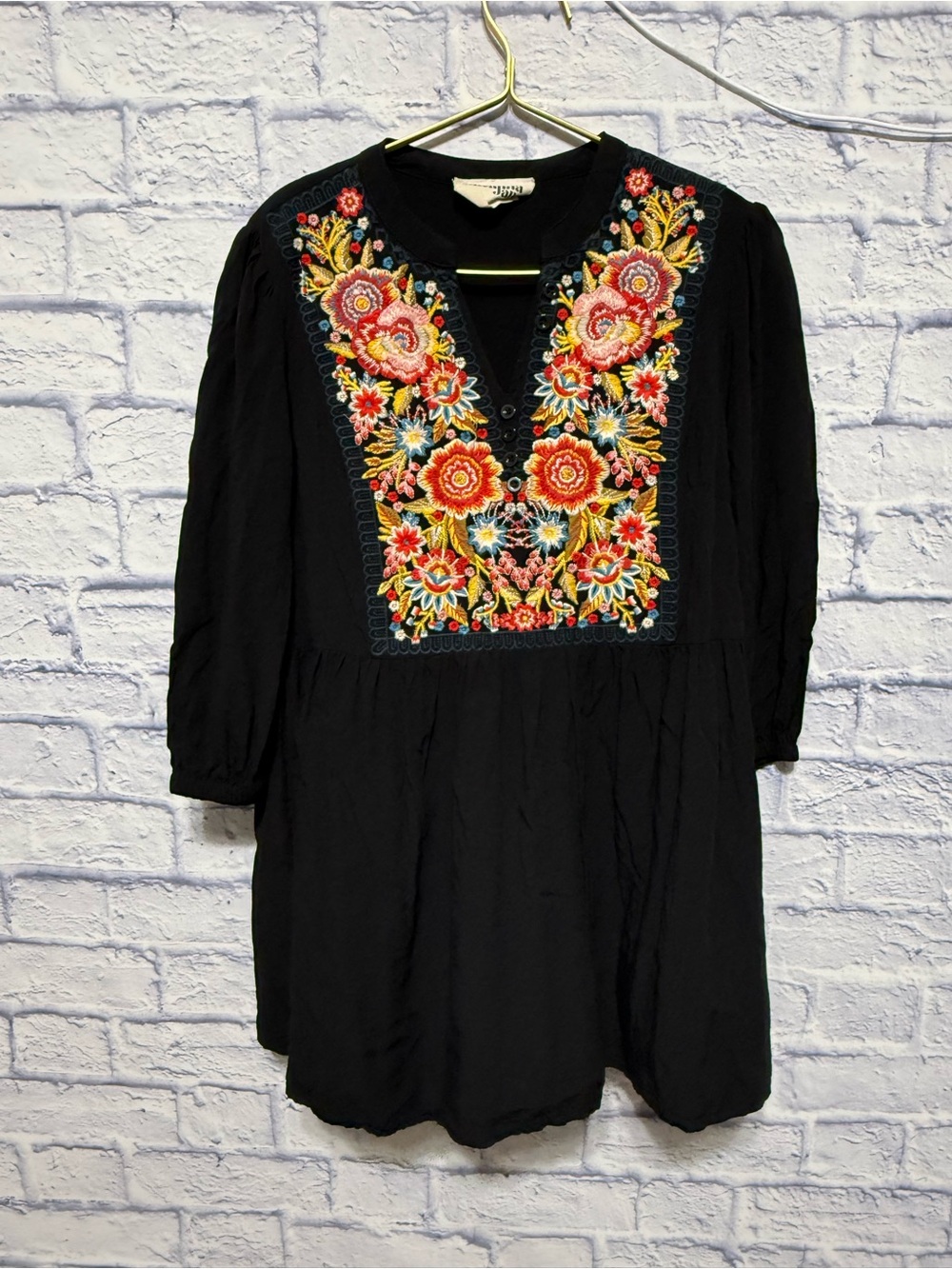 Savanna Jane Oversize AMBROSIA NIGHTS BLACK EMBROIDERED TUNIC Size M